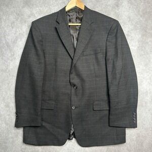 Lauren Ralph Lauren Wool Dark Charcoal Gray Plaid Blazer Coat Size 44R